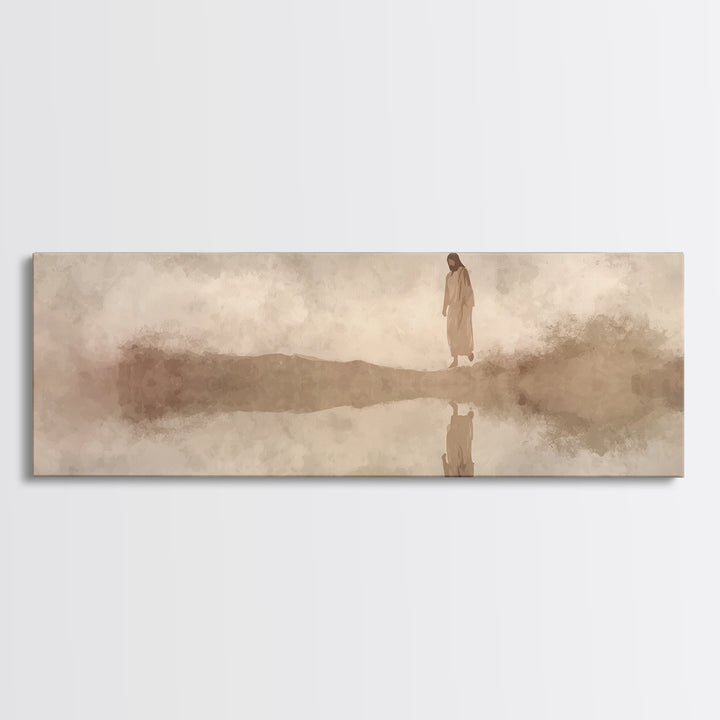 Heaven’s Guiding Shore | Framed Canvas Print | Panoramic Frame | Christian Wall Art | Jesus Painting | Christian Christmas Decor | Modern C