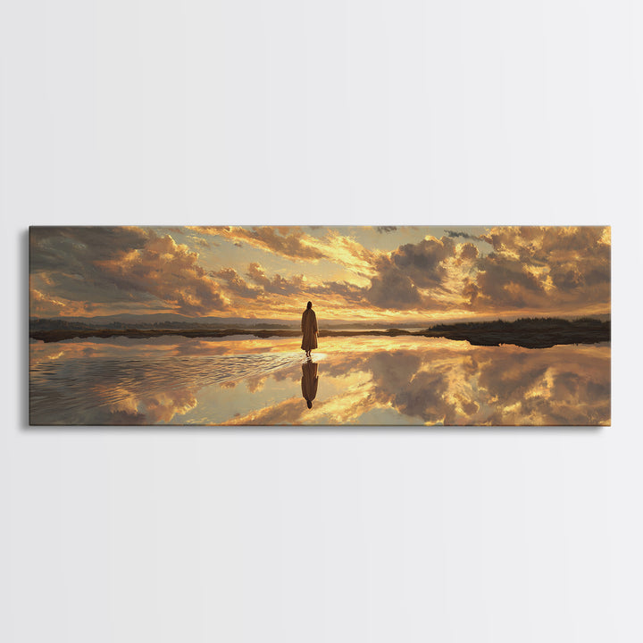 Reflections Of Peace, Framed Canvas Print, Panoramic Painting, Christian Art Canvas, Jesus Wall Art, Christian Art Print, Christian Christm