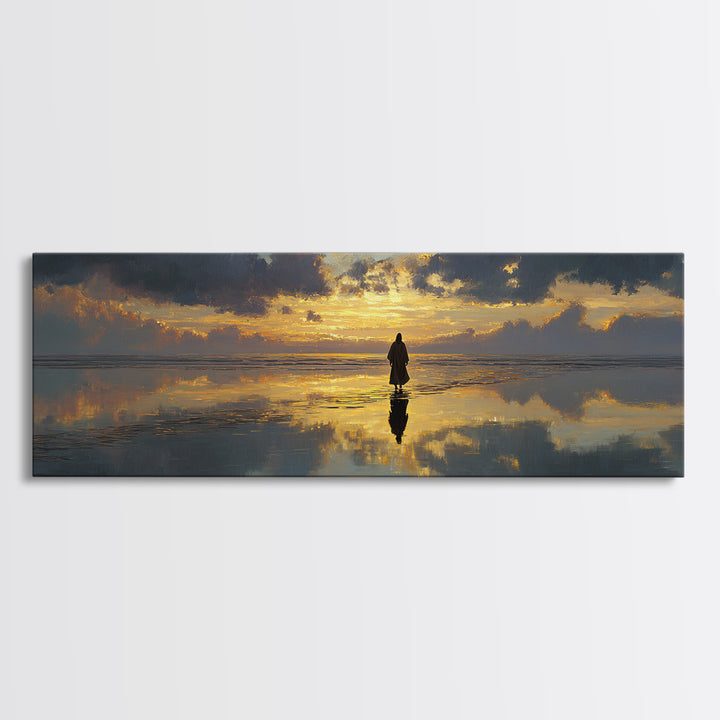 Sunset Promise Path – Framed Canvas Print – Panoramic Art – Christian Art Canvas – Large Jesus Painting – Christmas Art Work – Christian De