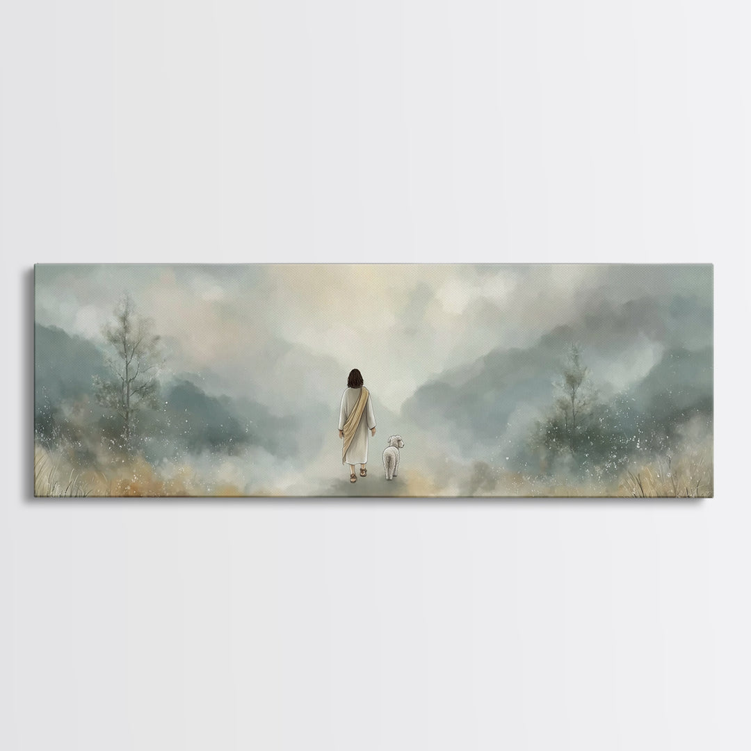 Soft Morning Grace | Framed Canvas Print | Panoramic Art | Christian Wall Art | Christian Art Canvas | Jesus Painting