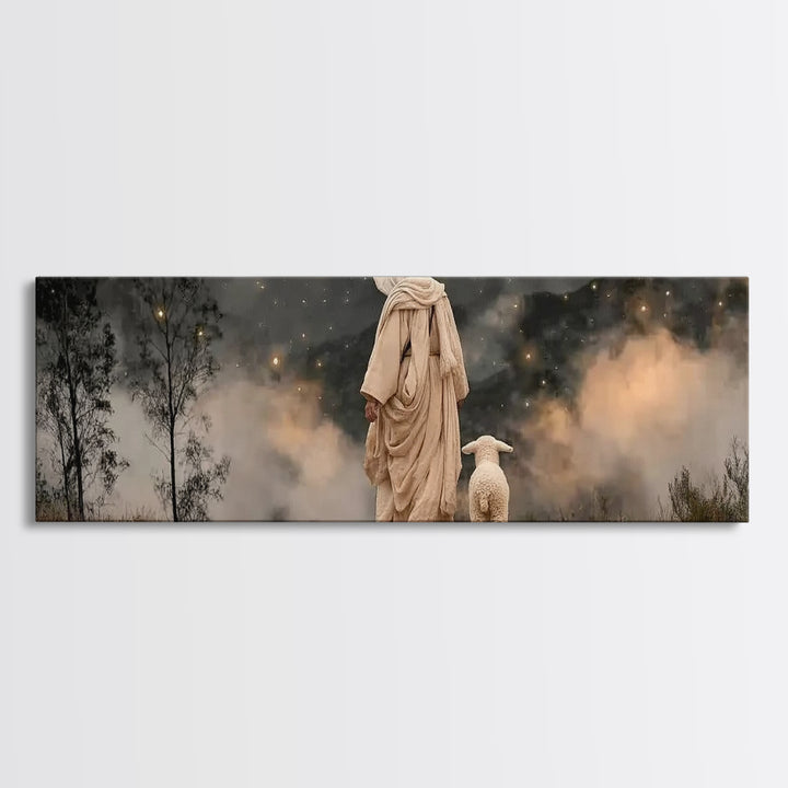 Field Of Stillness – Framed Canvas Print – Panoramic Frame – Christian Wall Art – Jesus Painting – Christian Art Canvas