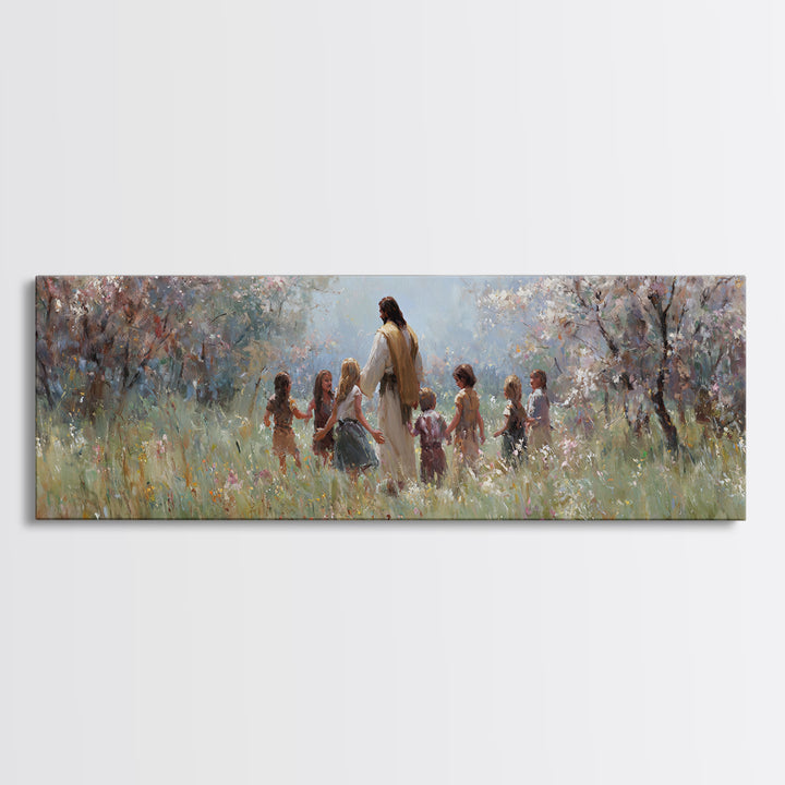 Garden Of Light – Framed Canvas Print – Christian Art Canvas – Panoramic Painting – Christian Wall Art – Jesus Painting