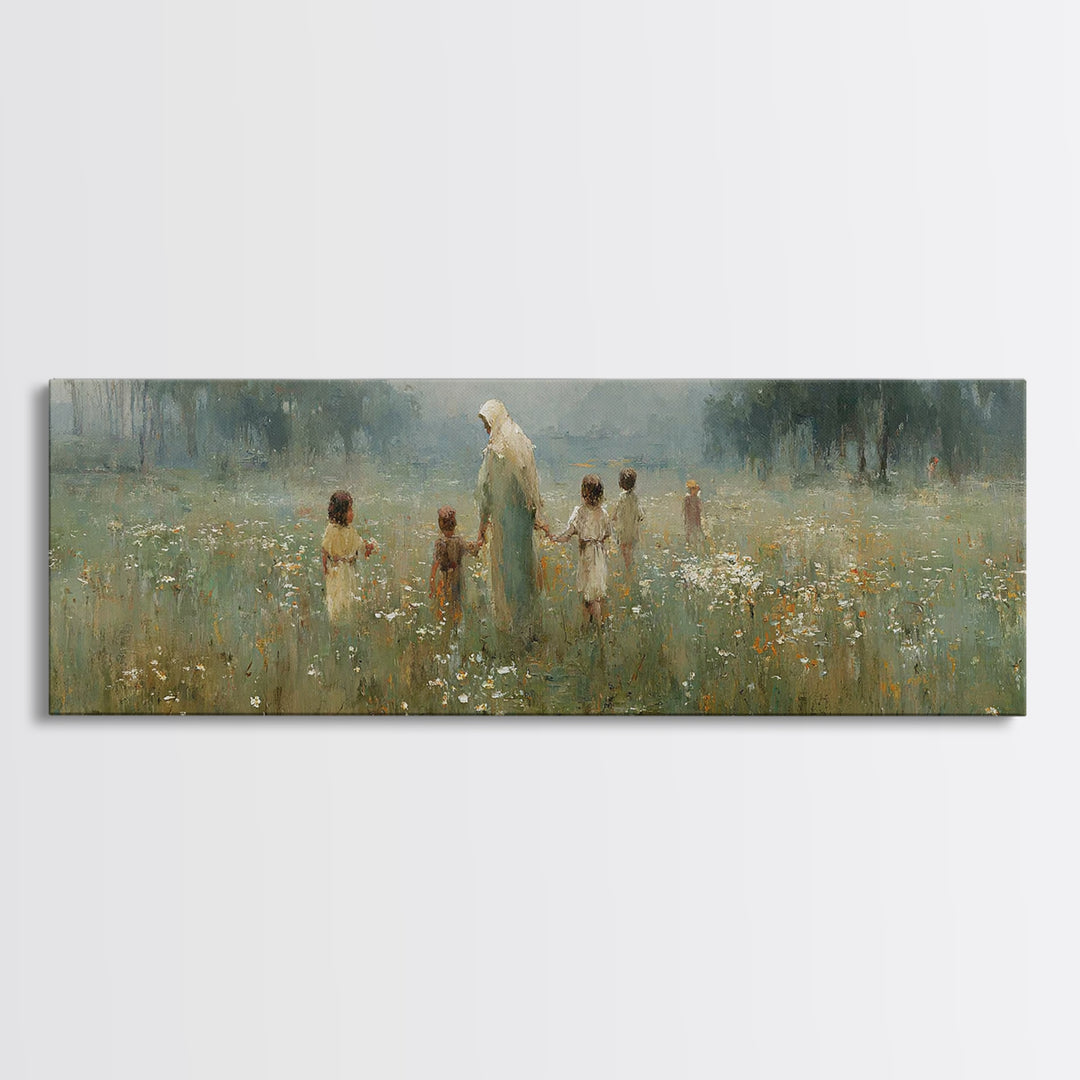 Garden of Peace – Framed Canvas Print – Panoramic Art – Christian Wall Art – Christian Art Canvas – Jesus Painting – Christian Decor – Chri