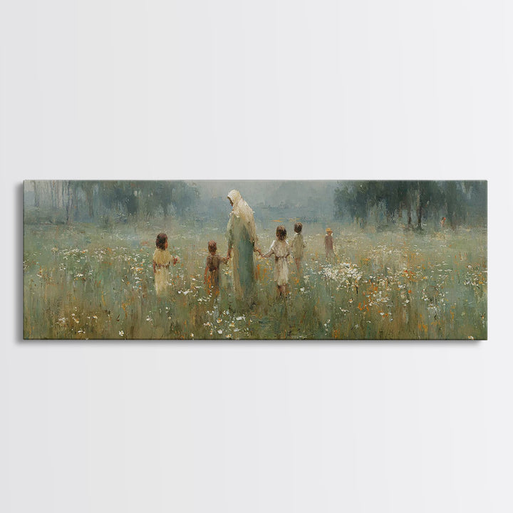 Garden of Peace – Framed Canvas Print – Panoramic Art – Christian Wall Art – Christian Art Canvas – Jesus Painting – Christian Decor – Chri