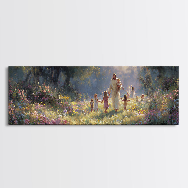 Fields of Blessing, Framed Canvas Print, Panoramic Print, Christian Wall Art, Christian Art Canvas, Jesus Painting, Christian Christmas Art
