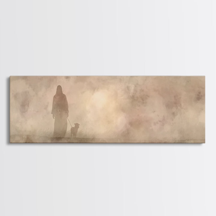 Shepherd’s Path, Framed Canvas Print, Panoramic Frame, Christian Wall Art, Christian Art Canvas, Jesus Painting, Christian Decor, Christmas
