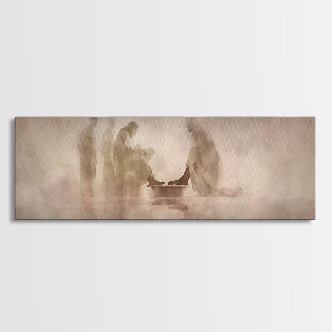 Humble Servant Hands – Framed Canvas Print – Panoramic Painting – Christian Wall Art – Christian Art Canvas – Jesus Painting – Christian Ar
