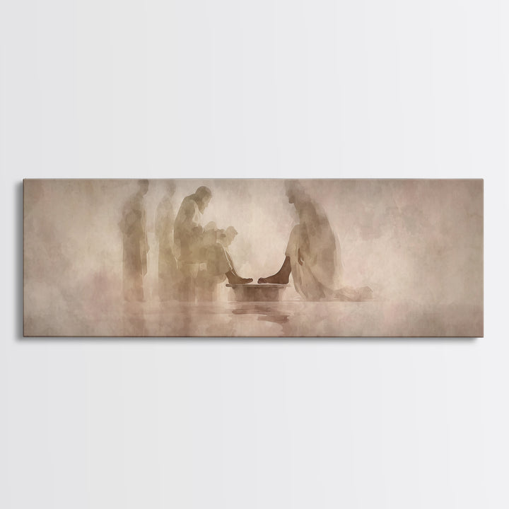 Humble Servant Hands – Framed Canvas Print – Panoramic Painting – Christian Wall Art – Christian Art Canvas – Jesus Painting – Christian Ar