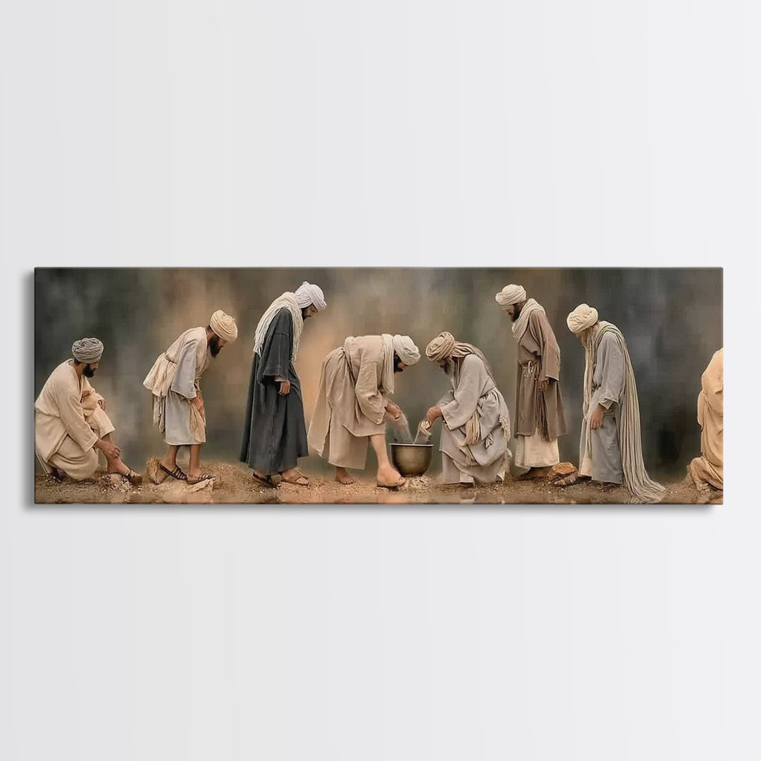 Sacred Fellowship, Framed Canvas Print, Panoramic Art, Christian Wall Art, Christian Art Canvas, Jesus Painting, Christian Decor, Christian