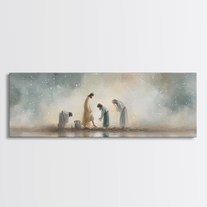 Heavenly Refuge | Framed Canvas Print | Panoramic Frame | Christian Art Canvas | Christian Wall Art | Jesus Painting | Christian Christmas