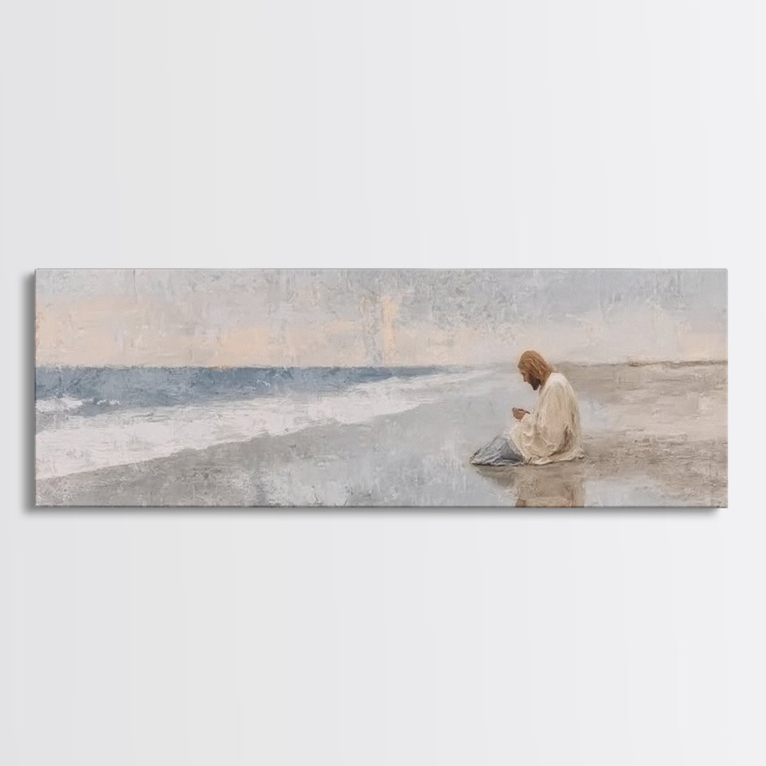 Morning Of Mercy, Framed Canvas Print, Christian Wall Art, Panoramic Painting, Jesus Art Print, Christian Art Canvas, Christmas Art