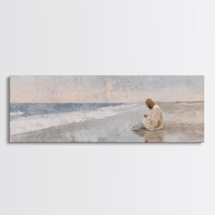 Morning Of Mercy, Framed Canvas Print, Christian Wall Art, Panoramic Painting, Jesus Art Print, Christian Art Canvas, Christmas Art