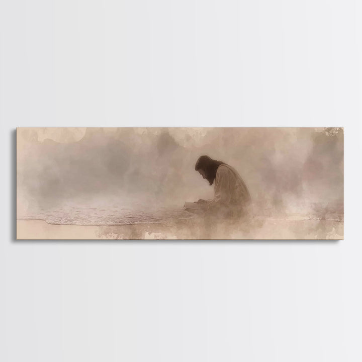 Peaceful Tide Light | Framed Canvas Print | Christian Art Canvas | Panoramic Print | Jesus Painting | Christian Wall Art | Christmas Art