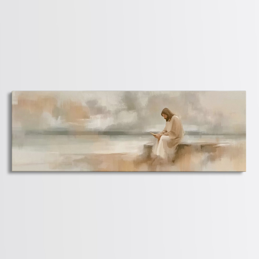 Calm Horizon Faith, Framed Canvas Print, Jesus Art Print, Panoramic Wall Art, Christian Art Canvas, Christian Wall Art, Christmas Art