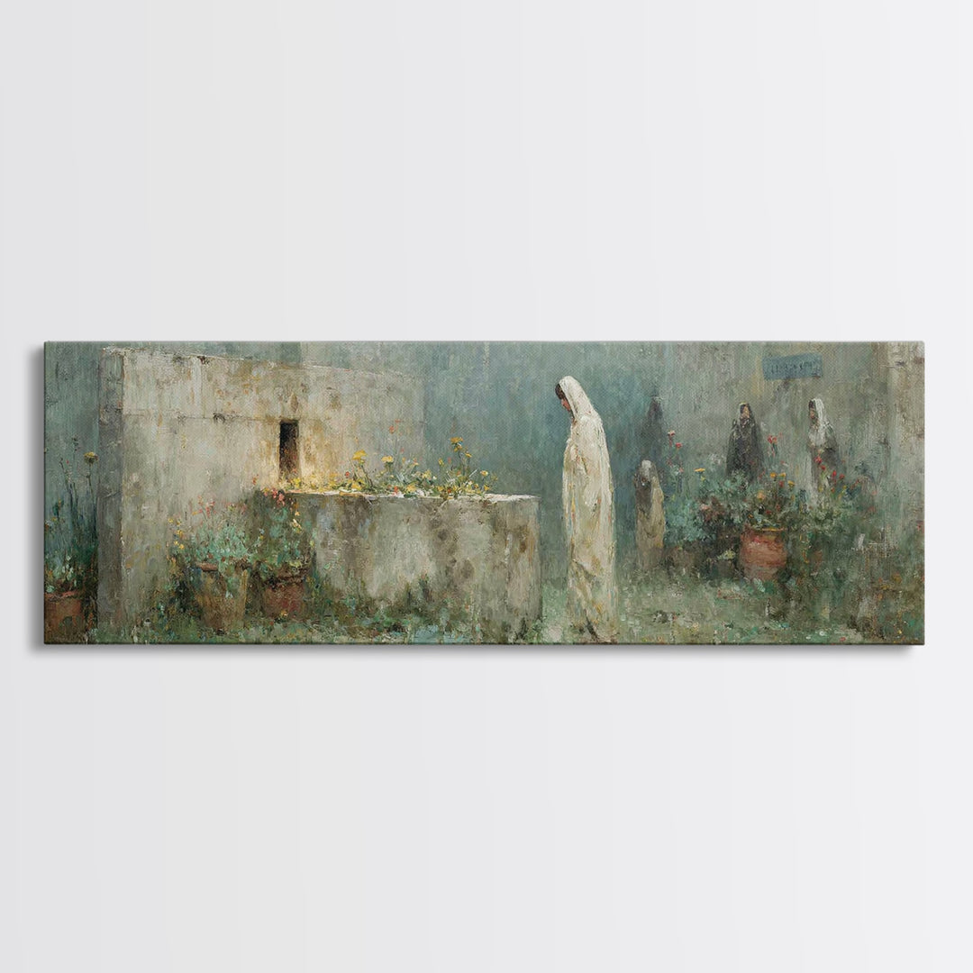 Garden of Reverence | Framed Canvas Print | Panoramic Wall Art | Christian Paintings | Christian Art Print | Modern Christian Art | Christm
