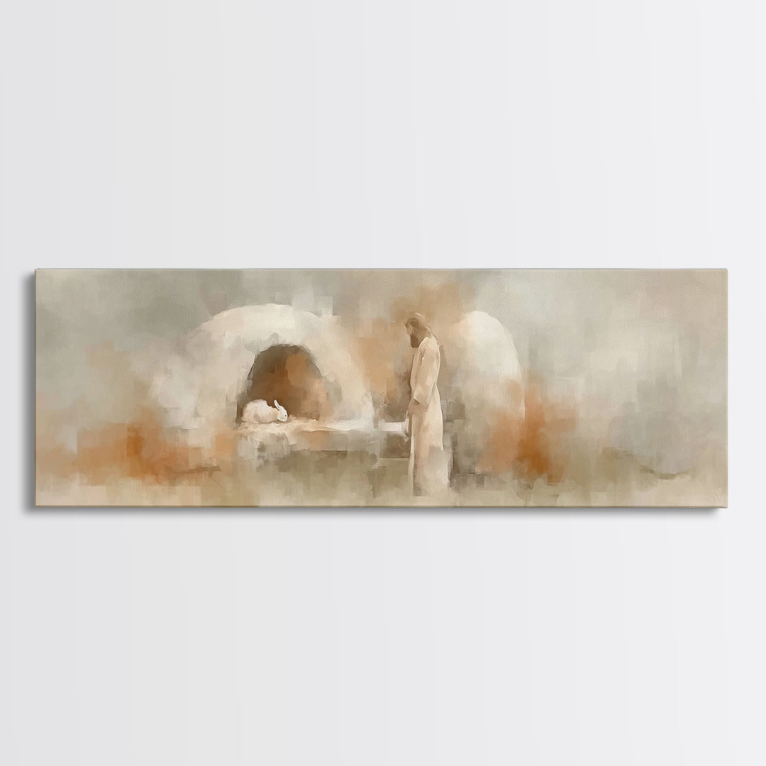 Sacred Dawn Light, Framed Canvas Print, Panoramic Print, Christian Art, Jesus Painting, Christian Christmas Art, Christian Wall Art