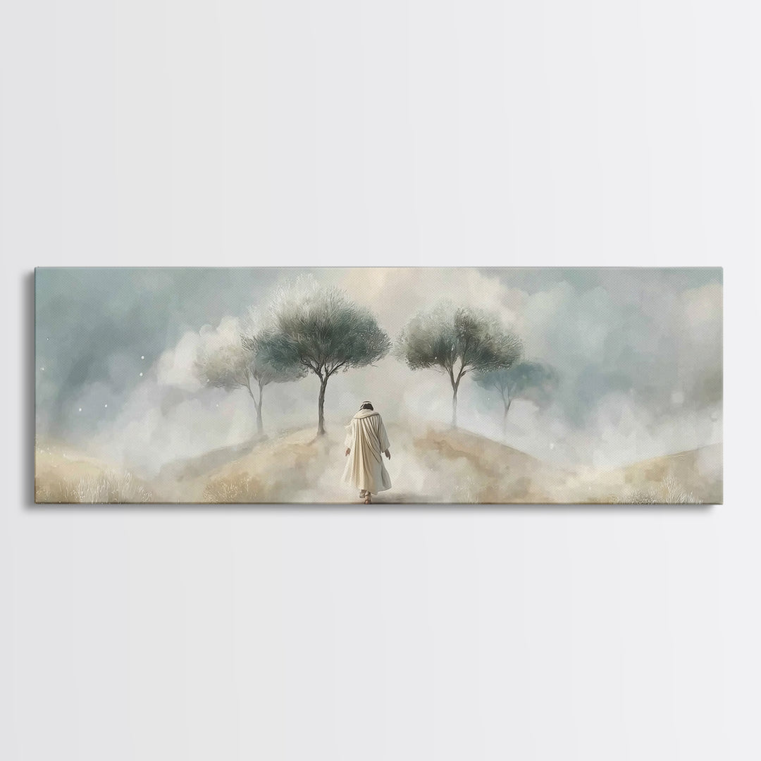 Walk of Renewal – Framed Canvas Print – Panoramic Art – Christian Art – Large Jesus Painting – Christian Wall Art – Modern Christian Painti