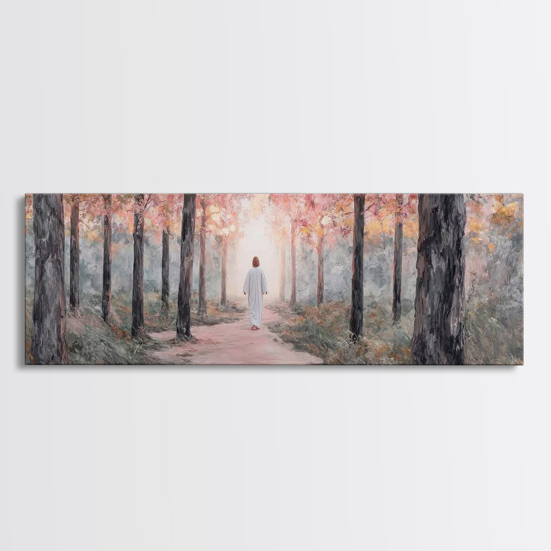 Light Of The Forest – Framed Canvas Print – Panoramic Art – Christian Wall Art – Jesus Painting – Christian Art Canvas – Modern Christian A