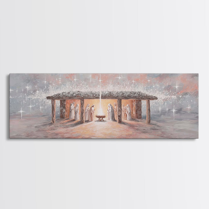 Village Of Hope, Framed Canvas Print, Panoramic Art, Christmas Wall Art, Christian Christmas Art, Christmas Art Prints, Christian Art Work