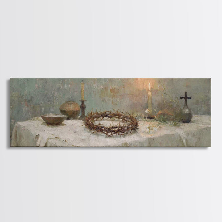Thorns Of Grace – Framed Canvas Print – Panoramic Frame – Christian Art Canvas – Christian Wall Art – Christian Painting – Subtle Christian