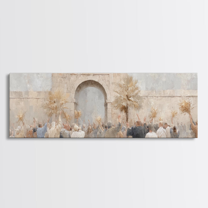 Jerusalem Sunrise Entry | Framed Canvas Print | Panoramic Painting | Christian Wall Art | Christmas Art Work | Christian Art Canvas | Jesus