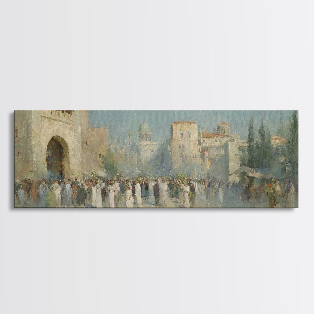Golden Gate Rejoicing, Framed Canvas Print, Panoramic Print, Christian Wall Art, Christian Art Canvas, Christian Christmas Art, Jesus Paint