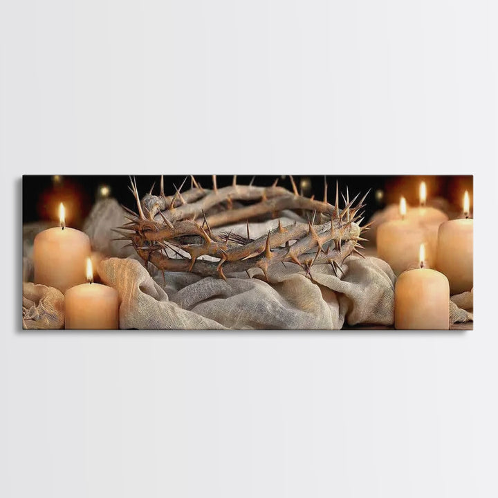 Crown Of Mercy – Framed Canvas Print – Christian Wall Art – Christian Art Canvas – Panoramic Art – Jesus Painting – Christian Christmas Art