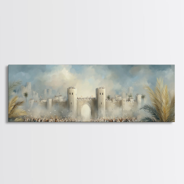 Triumphant City Gate – Framed Canvas Print – Panoramic Art – Christian Wall Art – Christian Art Canvas – Jesus Painting – Christian Decor –