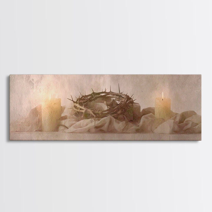 Thorns Of Grace | Framed Canvas Print | Christian Art Canvas | Christian Wall Art | Panoramic Painting | Christian Decor | Christmas Art