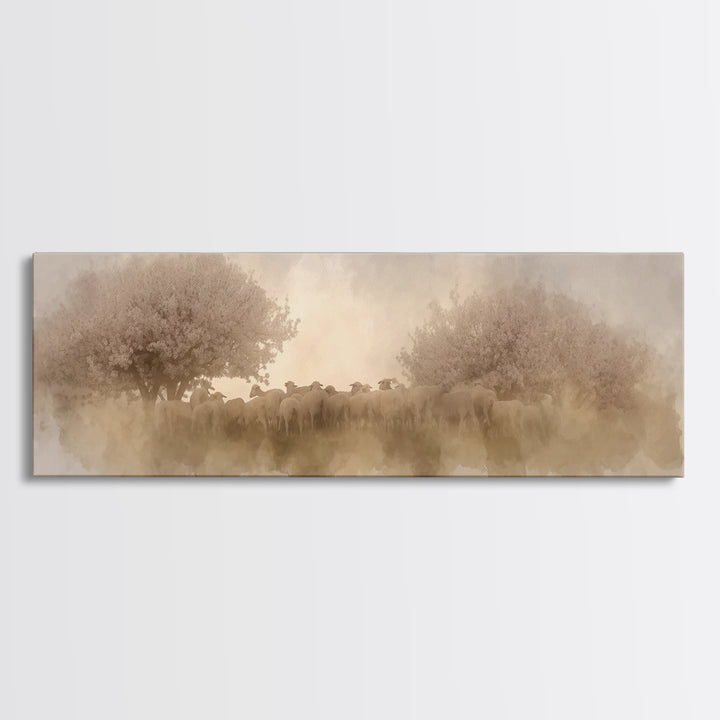 Orchard Of Peace – Framed Canvas Print – Christian Wall Art – Jesus Painting – Panoramic Art – Christian Christmas Art – Christian Canvas