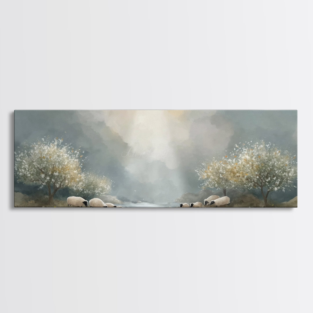 Fields Of Mercy | Framed Canvas Print | Christian Wall Art | Christian Art Canvas | Panoramic Frame | Jesus Painting | Christmas Wall Art