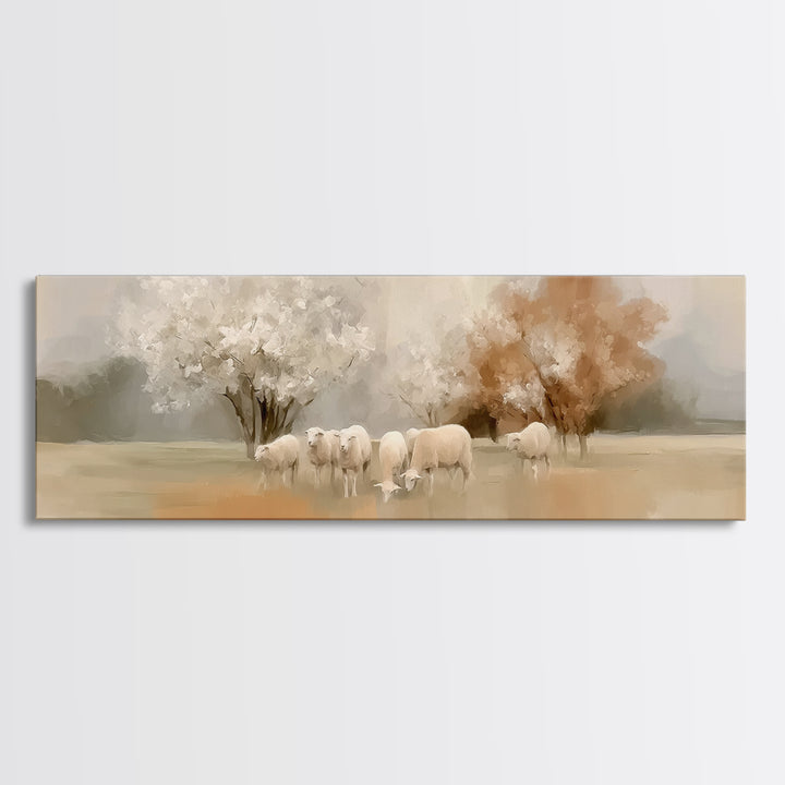 Pasture Of Light, Framed Canvas Print, Christian Wall Art, Christian Art Canvas, Panoramic Art, Jesus Painting, Christian Christmas Art