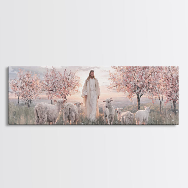 Garden Of Stillness – Framed Canvas Print – Christian Wall Art – Christian Art Canvas – Panoramic Painting – Jesus Art – Christmas Art