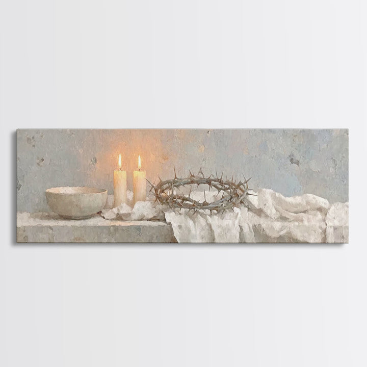 Silent Redemption, Framed Canvas Print, Christian Art, Christian Wall Art, Panoramic Art, Christian Art Canvas, Christmas Art, Unique Chris