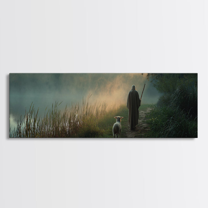 River Of Stillness | Framed Canvas Print | Panoramic Print | Christian Wall Art | Christian Art Canvas | Jesus Painting | Christmas Wall Ar