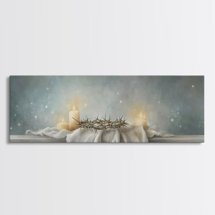 Sacred Vigil – Framed Canvas Print – Christian Art – Christian Art Canvas – Panoramic Wall Art – Christian Christmas Art – Modern Christian