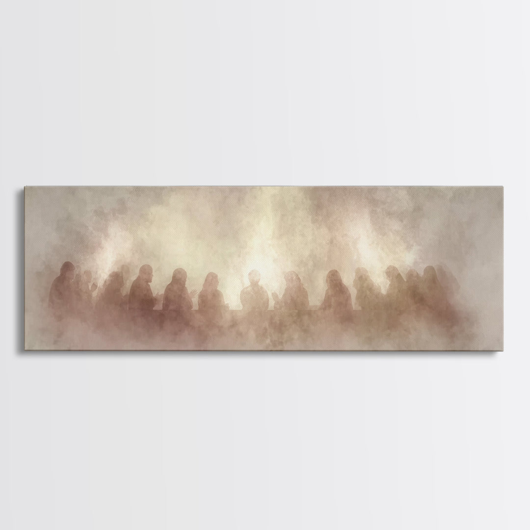 Supper Of Grace – Framed Canvas Print – Panoramic Painting – Christian Wall Art – Christian Art Canvas – Christian Christmas Art – Jesus Ar
