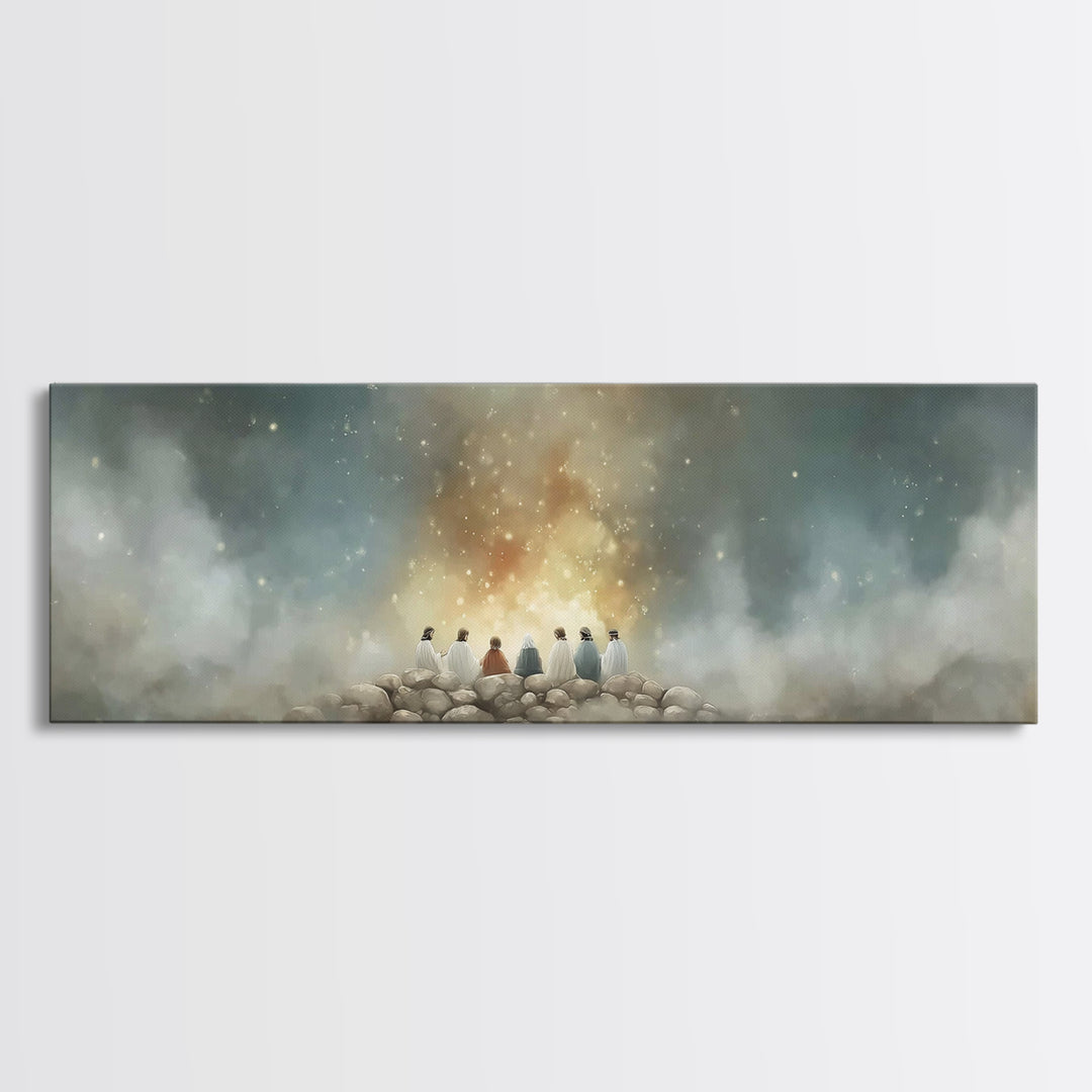 Mount Of Light – Framed Canvas Print – Christian Art – Christian Art Canvas – Jesus Painting – Panoramic Painting – Christmas Art