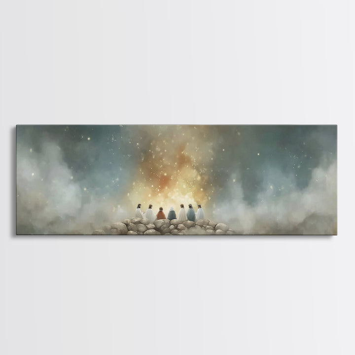 Mount Of Light – Framed Canvas Print – Christian Art – Christian Art Canvas – Jesus Painting – Panoramic Painting – Christmas Art