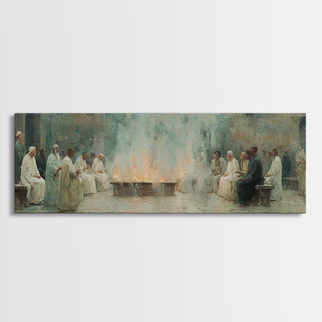Celestial Summit Glow | Framed Canvas Print | Christian Wall Art | Christian Art Canvas | Jesus Painting | Panoramic Frame | Christmas Art