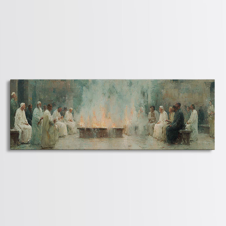 Celestial Summit Glow | Framed Canvas Print | Christian Wall Art | Christian Art Canvas | Jesus Painting | Panoramic Frame | Christmas Art
