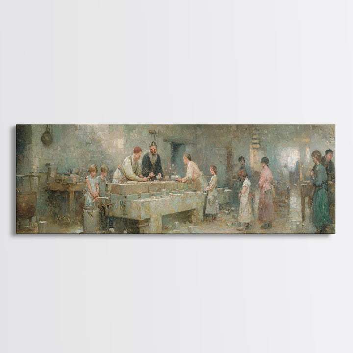 Humble Workshop Hours | Framed Canvas Print | Panoramic Wall Art | Christian Art Canvas | Christian Wall Art | Jesus Painting | Christian A