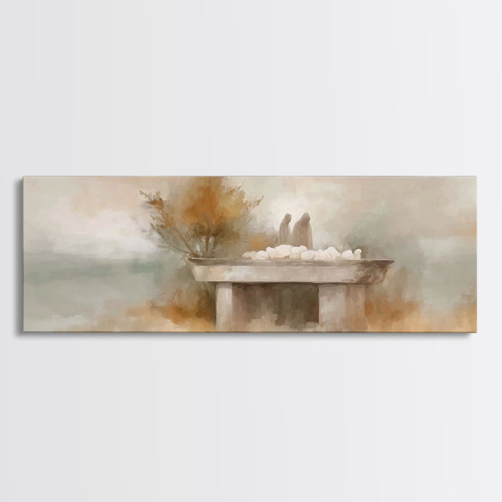 Autumn Shepherds | Framed Canvas Print | Christian Art Canvas | Christian Wall Art | Panoramic Painting | Christian Christmas Art | Christi