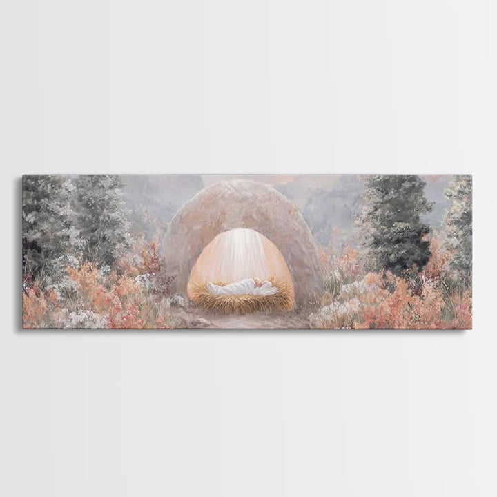 Garden Of Light, Framed Canvas Print, Christian Wall Art, Christian Art Canvas, Panoramic Frame, Christmas Art, Christian Christmas Decor