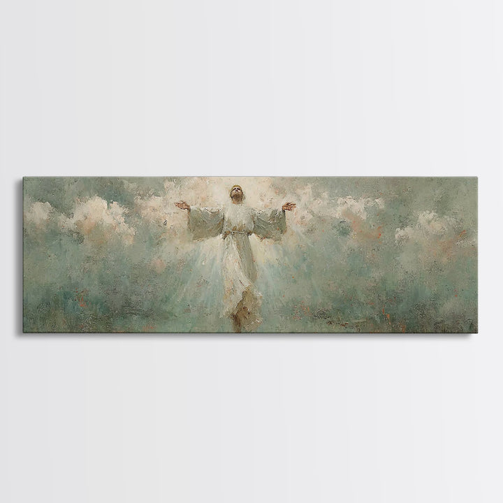 Rising Light | Framed Canvas Print | Christian Art | Christian Art Canvas | Panoramic Wall Art | Jesus Painting | Christian Gift