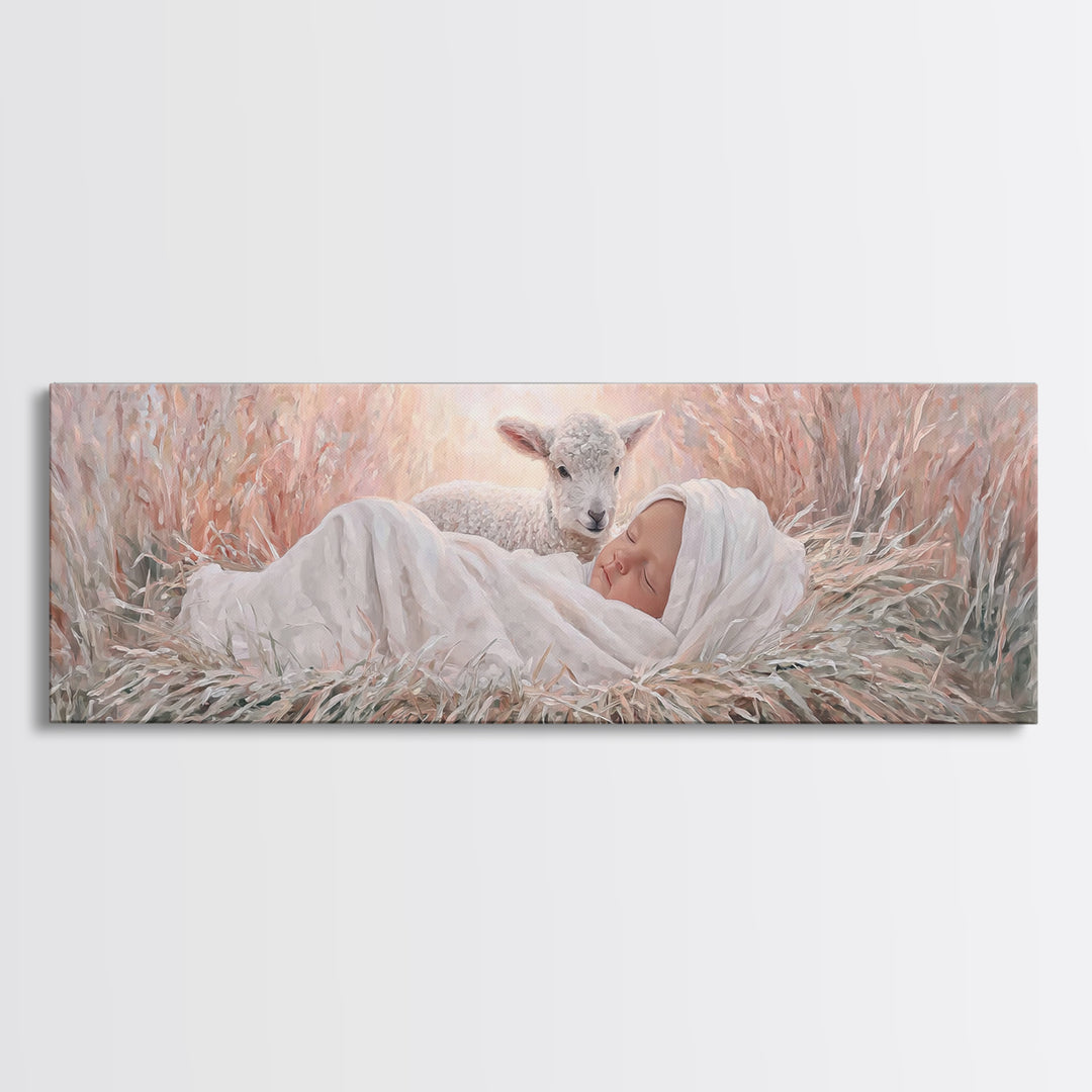 Grace In The Meadow – Framed Canvas Print – Christian Wall Art – Christian Art Canvas – Christmas Art – Panoramic Wall Art – Christian Deco