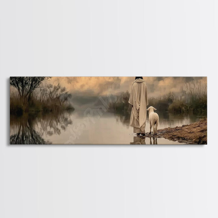 River Of Stillness | Framed Canvas Print | Christian Wall Art | Christian Art Canvas | Panoramic Art | Jesus Painting | Christian Christmas