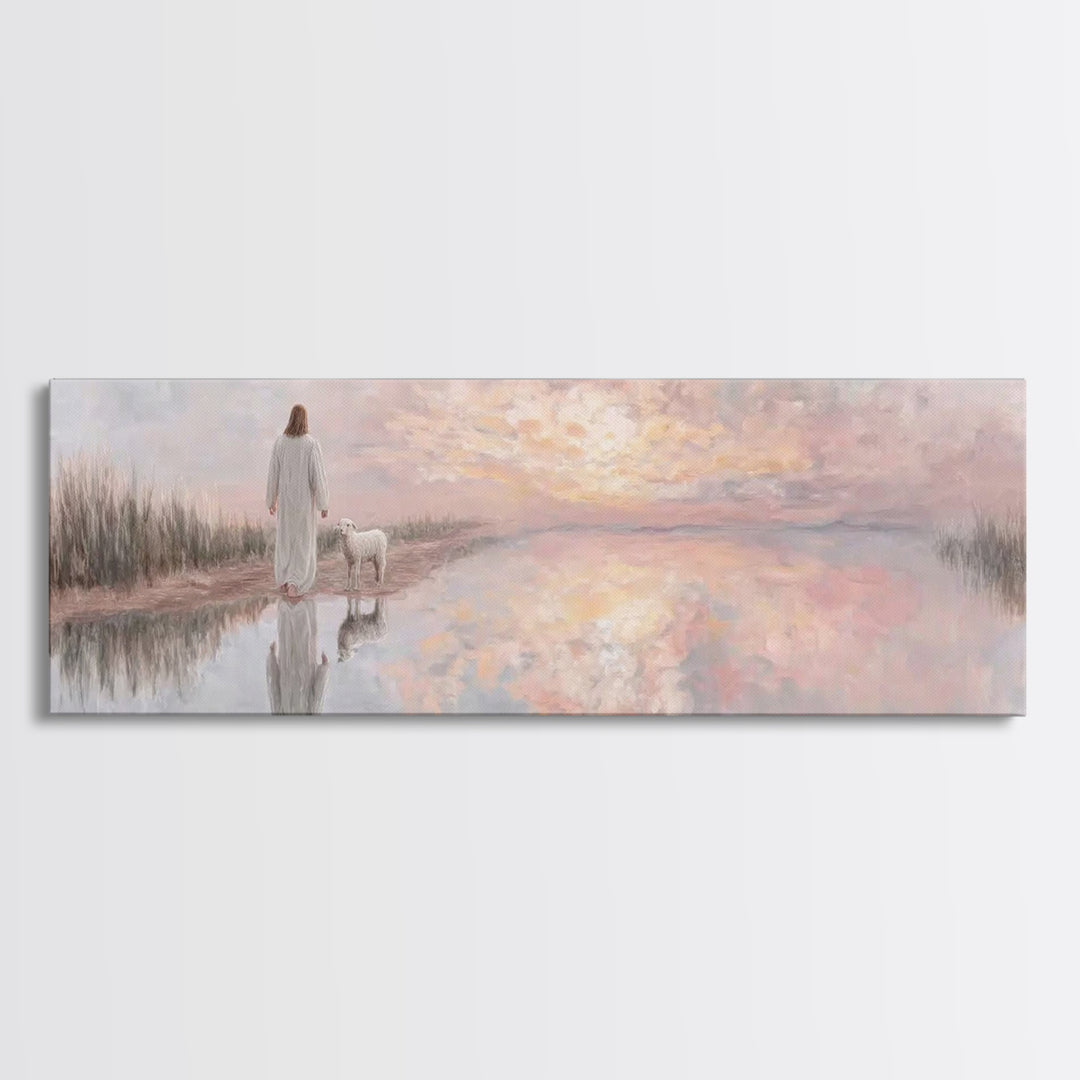 Morning Path Of Grace – Framed Canvas Print – Panoramic Art – Christian Wall Art – Christian Art Canvas – Jesus Painting – Christian Decor