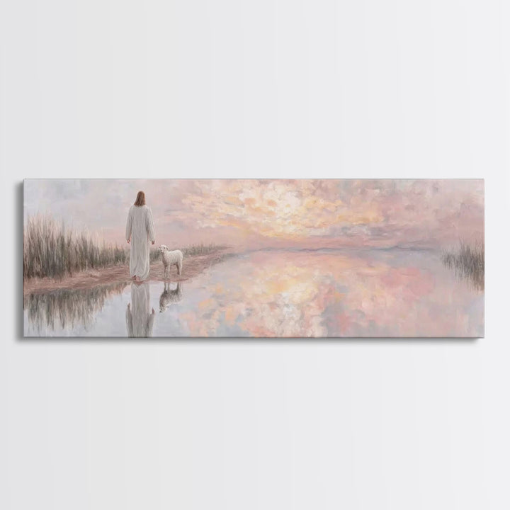 Morning Path Of Grace – Framed Canvas Print – Panoramic Art – Christian Wall Art – Christian Art Canvas – Jesus Painting – Christian Decor