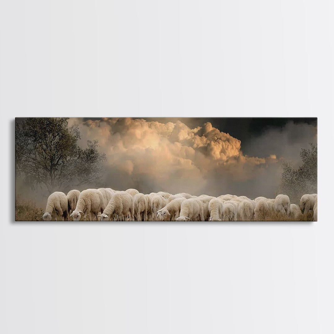 Gathered In Peace – Framed Canvas Print – Panoramic Print – Christian Wall Art – Christian Art Canvas – Christian Painting – Christian Chri